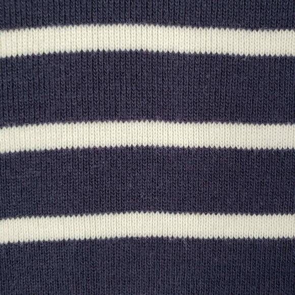 LL Bean Sweater Women’s Size Large L Quarter Zip Pullover Navy Blue Striped - Picture 5 of 8